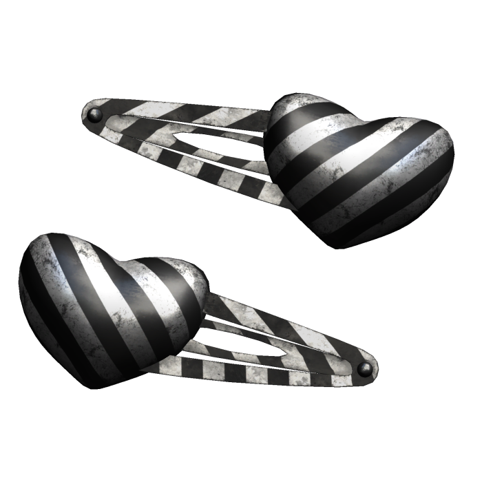 emo striped heart hairclips (L)