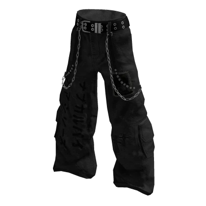Black Baggy Y2K Pants with Belt | Roblox Item - Rolimon's