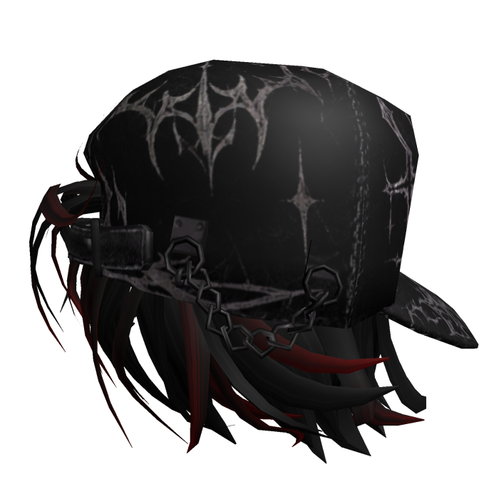 Black Messy Cover Bangs Hair w Y2k Cap