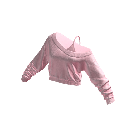 Pink Cropped Off Shoulder Shirt