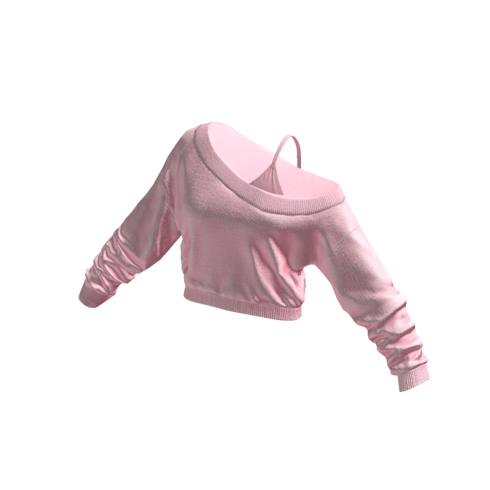 Pink Cropped Off Shoulder Shirt