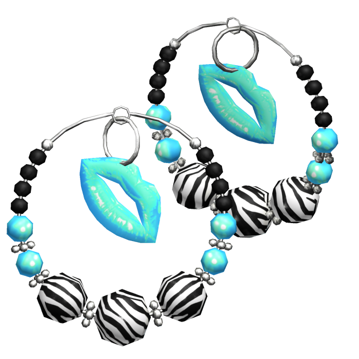 Bling Hooped Earrings Y2k Gyaru Zebra Print Teal