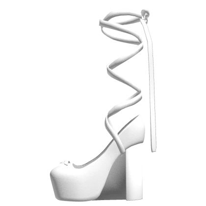 White Ballerina Ribbon Heels - Left Shoe Accessory | Roblox Item