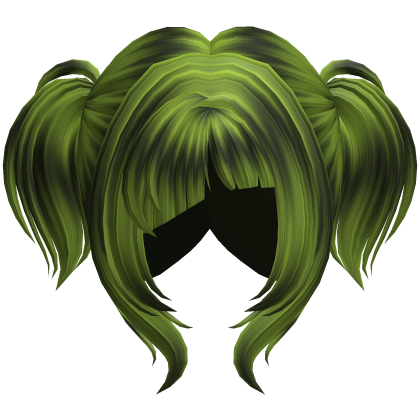 Messy Short Pigtails Hair Green Raccoon Roblox item