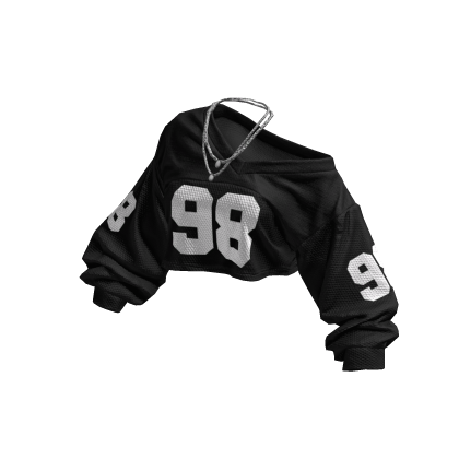 Black Y2K Off-Shoulder Cropped Jersey