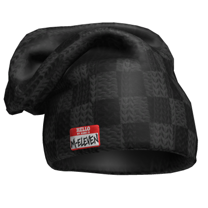 M11! - Oversized Black Beanie Diamond Checkered Roblox item