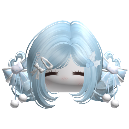 ♡ Christmas Buns w/ Bows (Pastel Blue)