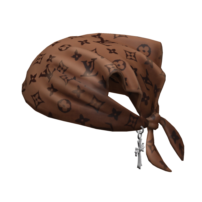 Tied LV Bandana Hat with Cross Chain