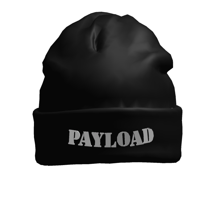 black worn PAYLOAD beanie