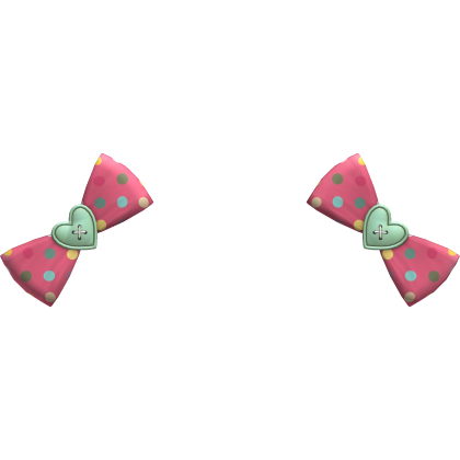 (16) Coral/Mint Green Polka Bows Roblox item