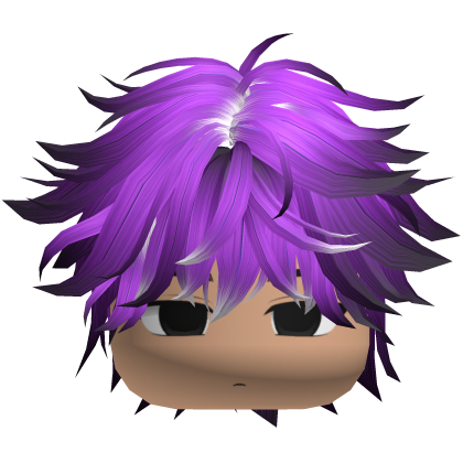 Cute Y2K emo boy messy fluffy purple hair