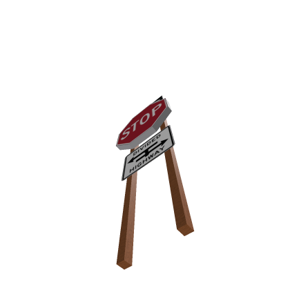 Stop Sign With Divided Road sign and One Way sign 