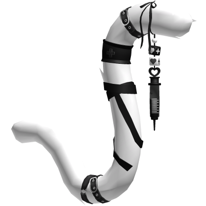 White Black Medic Nurse Cat Tail Roblox item