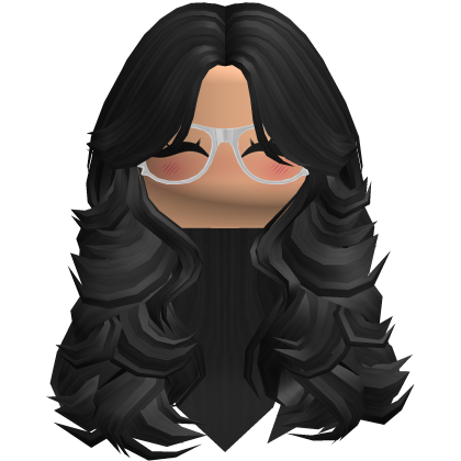 Nerdy Blushing Wolf Cut Hair w/ Glasses in Black Roblox item