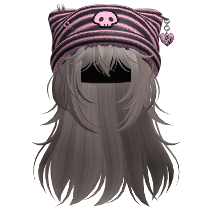 Emo Kawaii Skull Beanie W/ Wolfcut Ash V3