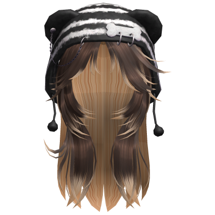 💙 Black & White Y2K Bear Hat Brown Blonde Hair Roblox item