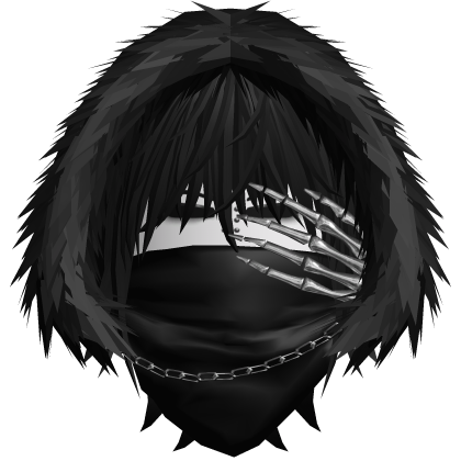 Dashie Vkei Black Hair Fur Hood Skeleton Hand  Roblox item