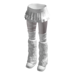 🍀White Ruffle Skirt w Snow Boots