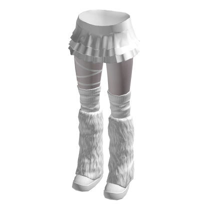 🍀White Ruffle Skirt w Snow Boots