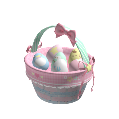 Easter egg basket holdable spring multi pastel bow thumbnail