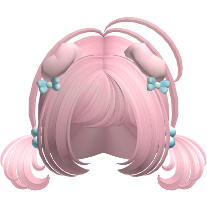 ♡ Cute baby pink pigtails w/ puppy ears
