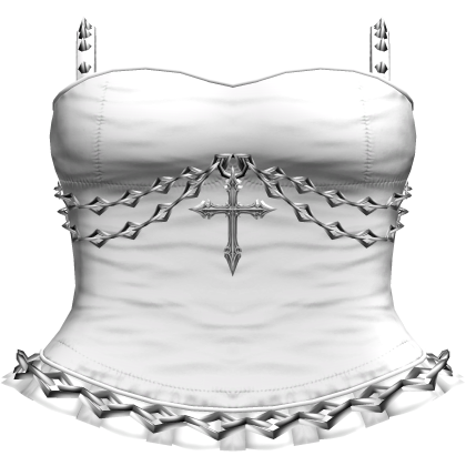 Gothic Emo Chained Cross Dress in White