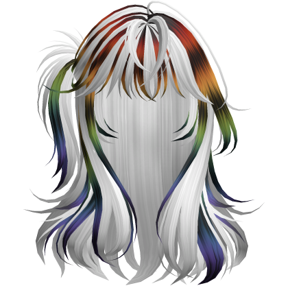 White&Rainbow Raccoon Lush Half Up Hair Roblox item