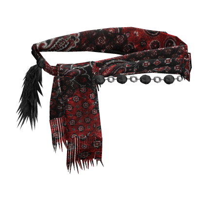 Black Red Paisley Emo Ornamental Waist Cloth Scarf
