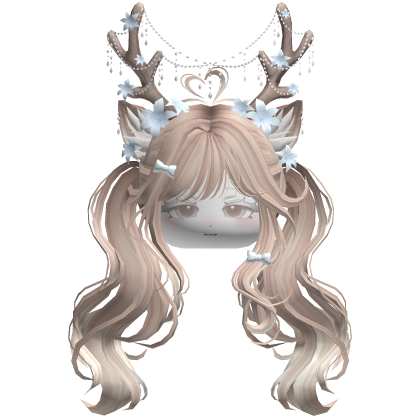 Ethereal Christmas Fairy Fawn Pigtails w/ Antlers