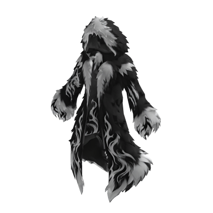 Black & White Wolf Hooded Fur Jacket