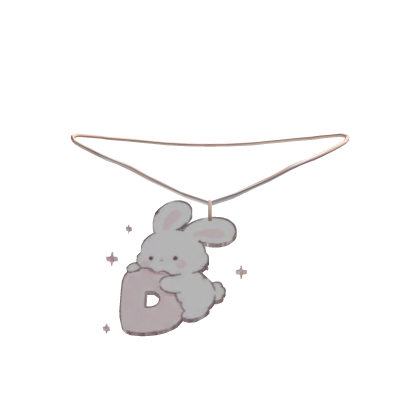 cute d pink bunny initial necklace 3.0