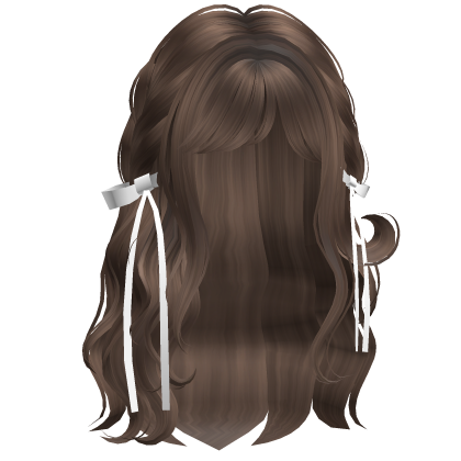 ♡ Wispy Loose Braided Hair w/ White Bows (Brown)