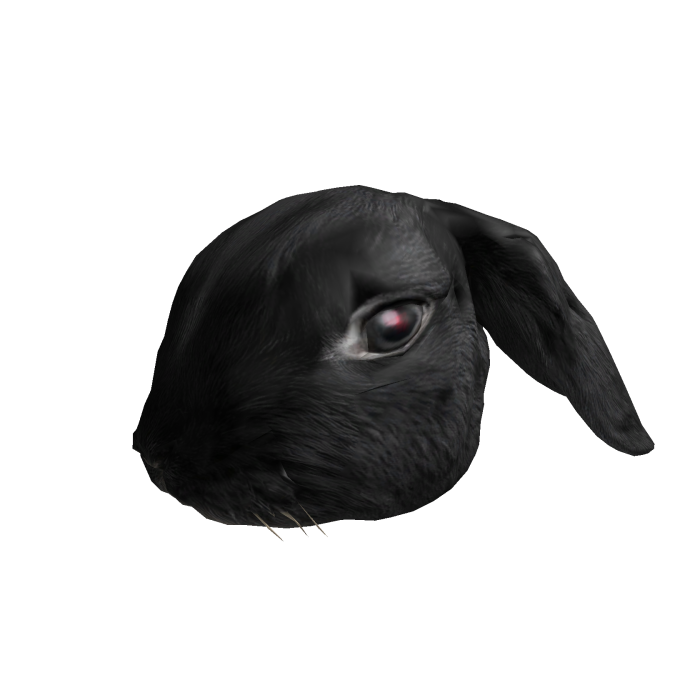 Black Bunny Full Mask with Red Pupils