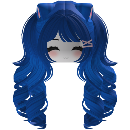 Cute hair emo Y2K cat-ear braids (Blue)