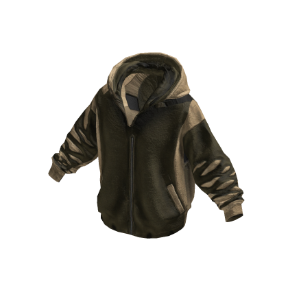 Brown Panel Zip-Up Hoodie