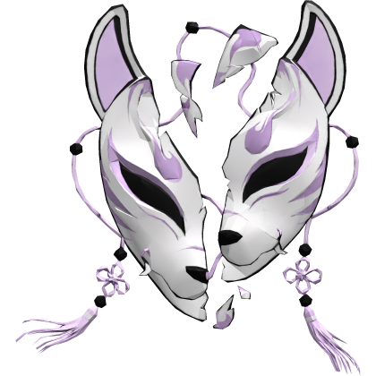 Lavender Light Purple Broken Japanese Kitsune Mask