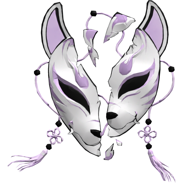 Lavender Light Purple Broken Japanese Kitsune Mask