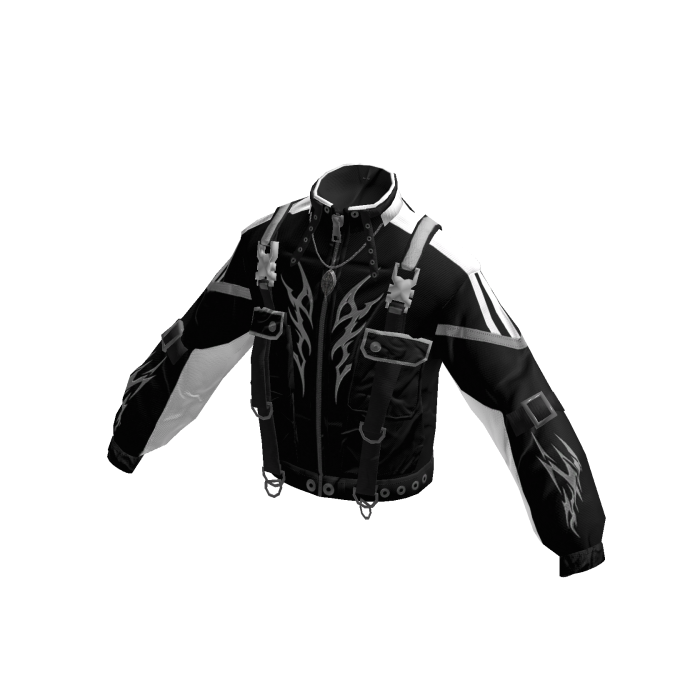 Tribal Buckle Strap Zip Jacket (Black)