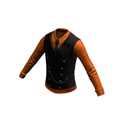 Formal Shirt w/ Vest & Tie | Black Orange thumbnail