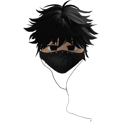 Cute Emo Boy Headphones Mask Black Y2K ( black )
