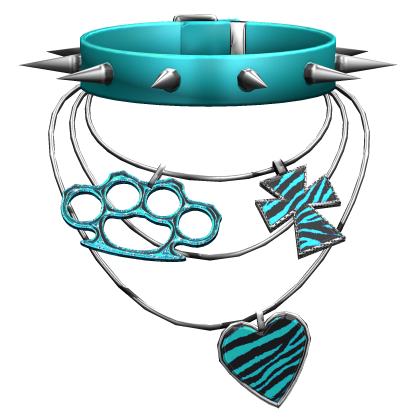 Teal Scene Choker Necklace Spikes Grunge Silver