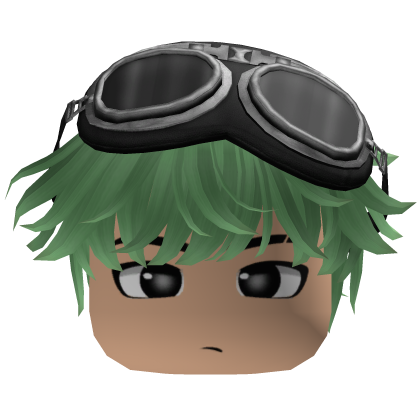 Green Messy Fluffy Hair w/ Y2K Goggles Roblox item