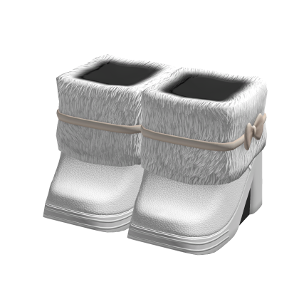 Leather Sock Bowtie Heels Boots - White