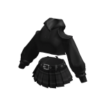 Black Cut Out Hoodie Skirt