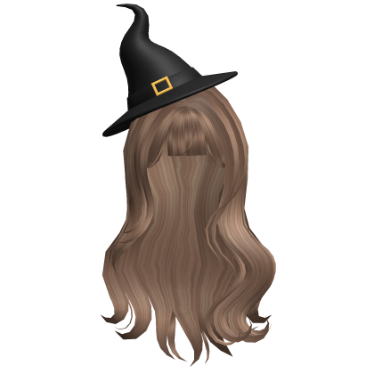 Milktea Wavy Hair with Halloween Witch Hat