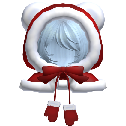 red christmas bear hood bob cut hair blue