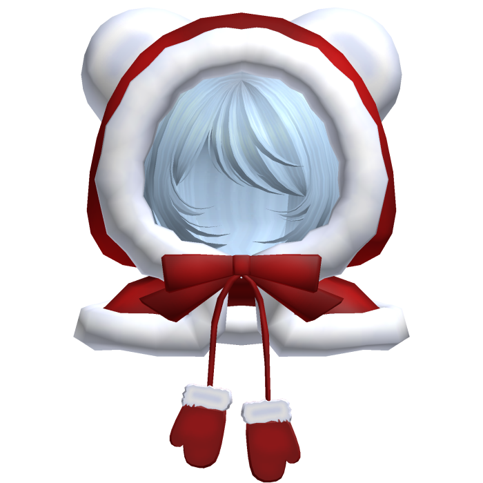 red christmas bear hood bob cut hair blue