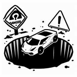 Drive into a big hole icon