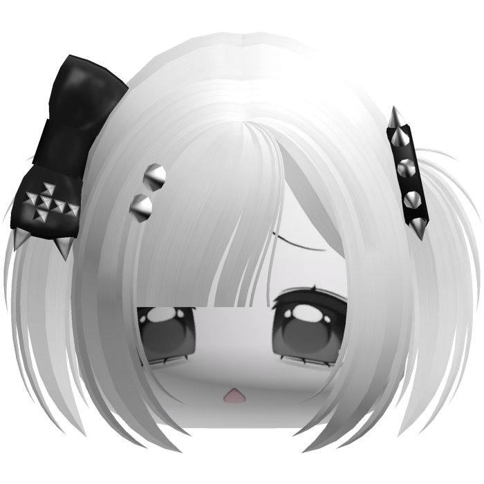 Emo Moe White Baby Pigtails /w Bow & Studs