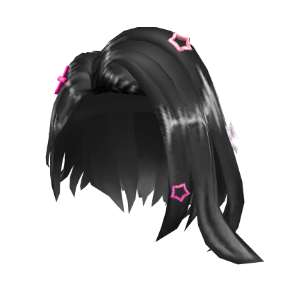 Black Cute side-swept hair w/ clips  Roblox item